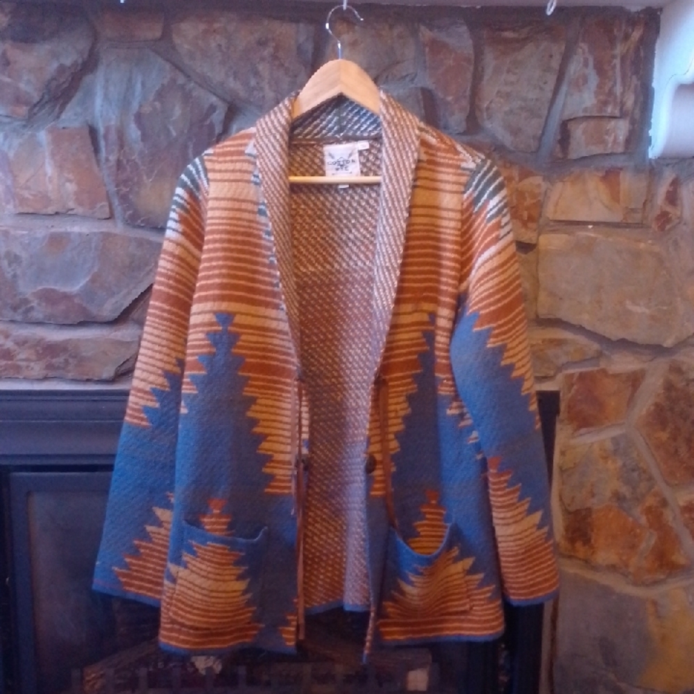 Cotton & Rye Beautiful Boho Southwestern Aztec Design Cardigan Sweater Bohemian